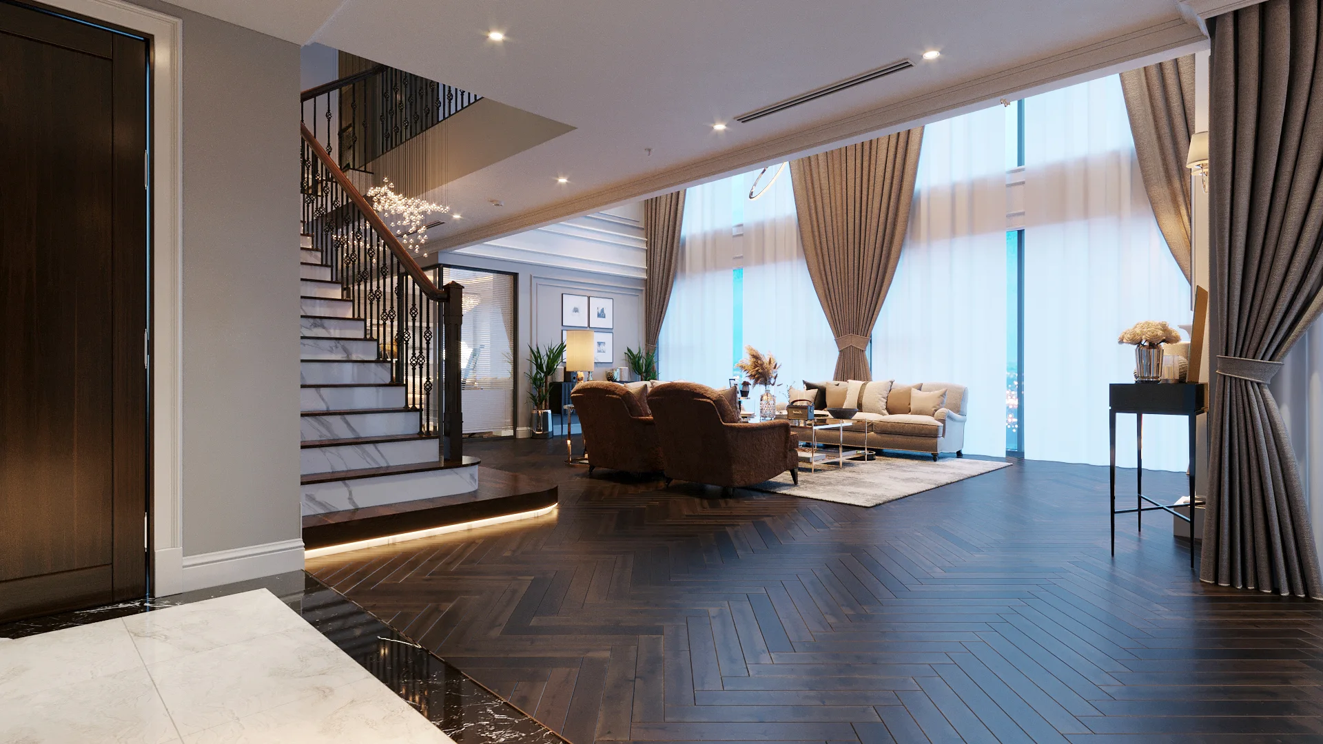 Chọn màu trung tính cho sofa trong không gian sang trọng